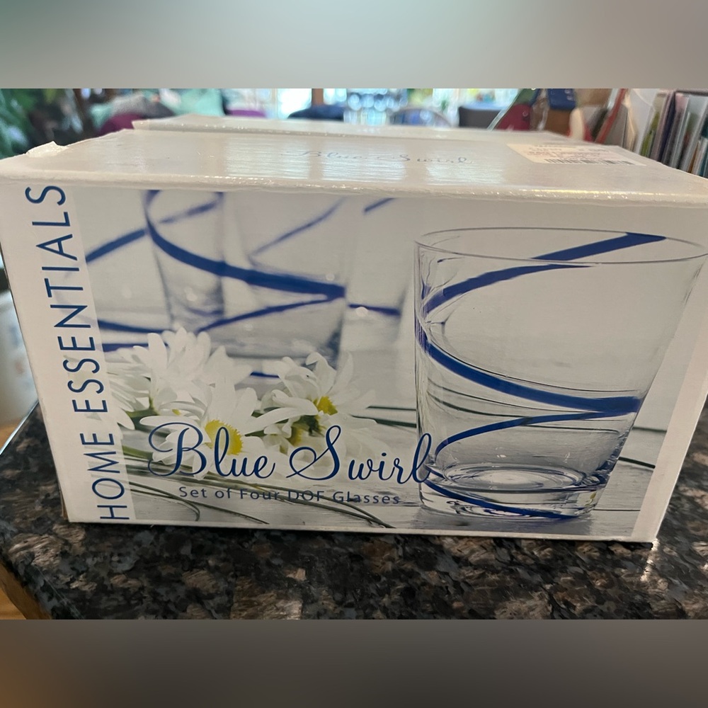 Home Essentials Blue Swirl Glasses